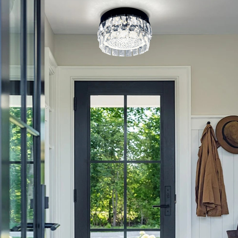 Mercer41 Pius LED Flush Mount Chandelier Crystal Ceiling Light Fixtures ...